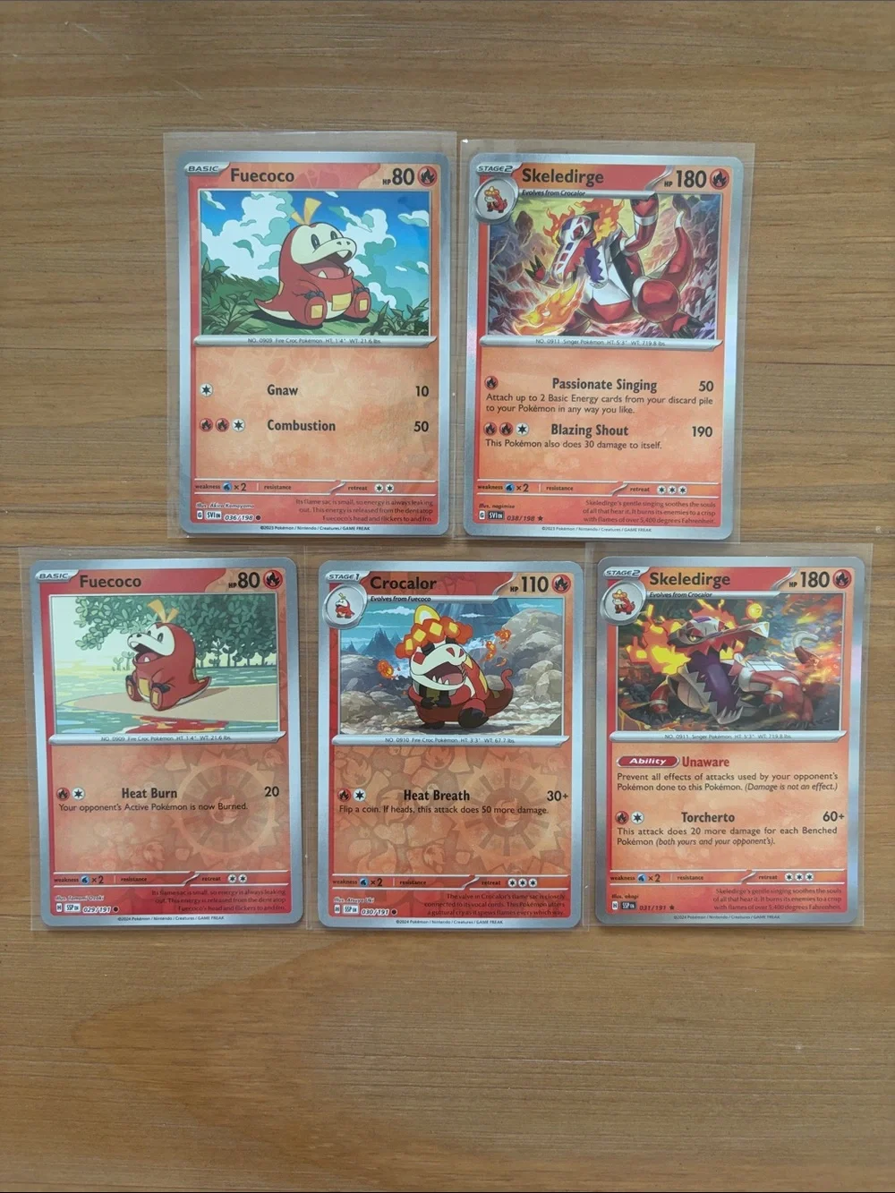 Fuecoco, Crocalor & Skeledirge Evolution Lot | 5 Pokémon Cards ✨5/$25✨